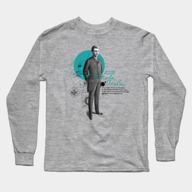 Nikola Tesla Long Sleeve T-Shirt by Ikographik